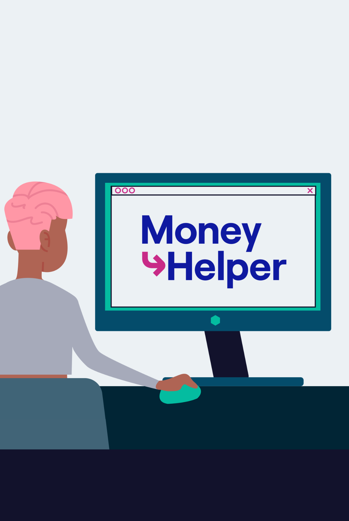illustration of a user using the MoneyHelper pensions dashboard.